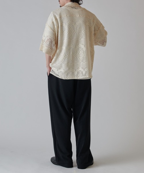 Lui's（ルイス）の「クロシェ編み半袖ZIPシャツブルゾン（シャツ/ブラウス・メンズ・ブラック/キナリ・S/M）」の9枚目の写真