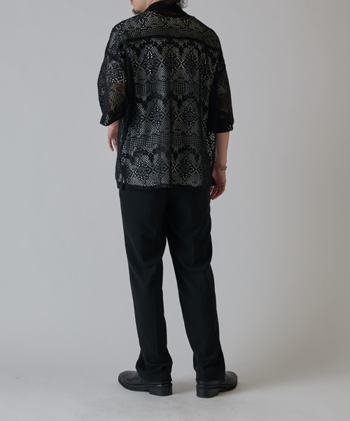 Lui's（ルイス）の「クロシェ編み半袖ZIPシャツブルゾン（シャツ/ブラウス・メンズ・ブラック/キナリ・S/M）」の15枚目の写真