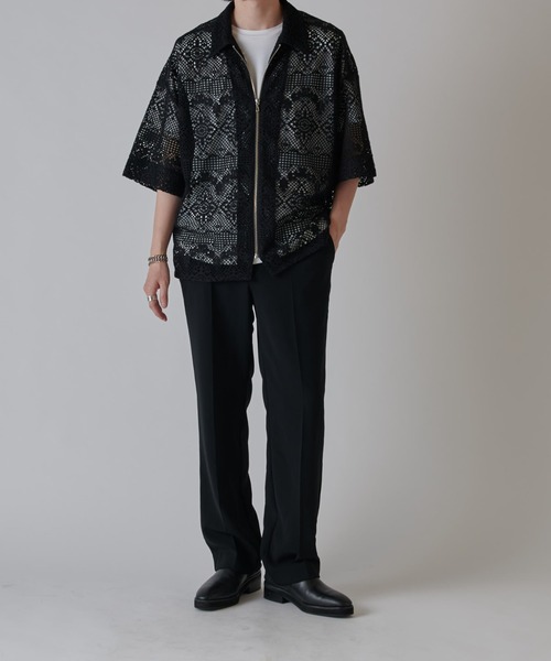 Lui's（ルイス）の「クロシェ編み半袖ZIPシャツブルゾン（シャツ/ブラウス・メンズ・ブラック/キナリ・S/M）」の13枚目の写真