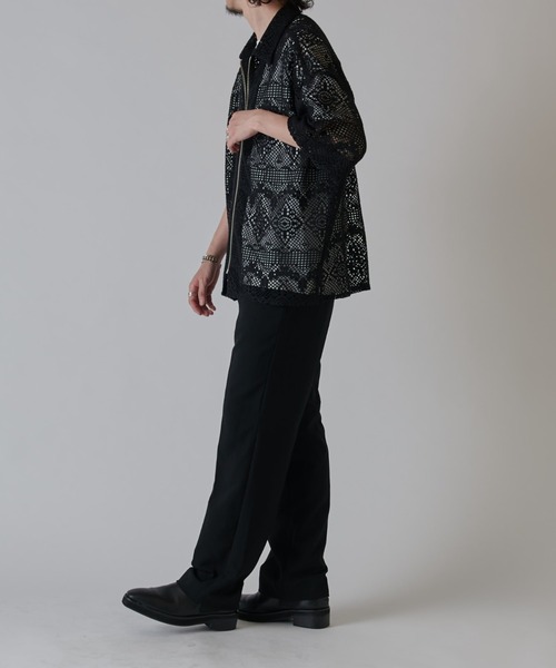 Lui's（ルイス）の「クロシェ編み半袖ZIPシャツブルゾン（シャツ/ブラウス・メンズ・ブラック/キナリ・S/M）」の14枚目の写真