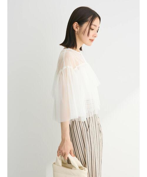 Sugar spoon（シュガースプーン）の「・SUGAR　SPOON　チュールティアードブラウス（シャツ/ブラウス・レディース・オフホワイト/グリーン系その他2/ブラック/チャコールグレー・FREE）」の8枚目の写真