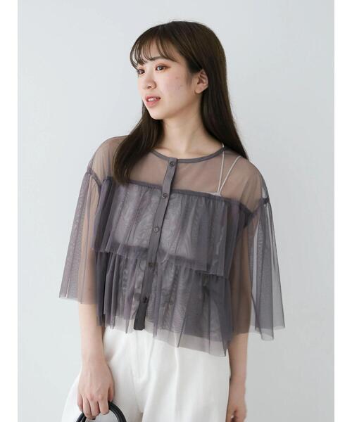Sugar spoon（シュガースプーン）の「・SUGAR　SPOON　チュールティアードブラウス（シャツ/ブラウス・レディース・オフホワイト/グリーン系その他2/ブラック/チャコールグレー・FREE）」の17枚目の写真