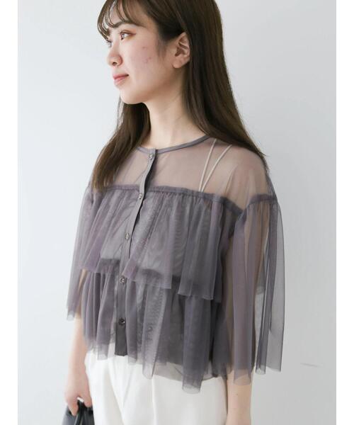 Sugar spoon（シュガースプーン）の「・SUGAR　SPOON　チュールティアードブラウス（シャツ/ブラウス・レディース・オフホワイト/グリーン系その他2/ブラック/チャコールグレー・FREE）」の19枚目の写真