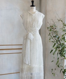 【Herlipto】ポルカドットサイドボウプリーツドレス（ネイビー） Herlipto ポルカドットサイドボウプリーツドレス ネイビー