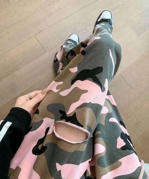 CANVAS+(キャンバスプラス)の「【CANVAS+】迷彩柄ミニ裏毛リラックスパンツ(その他パンツ・レディース・ピンク/カーキ・M)」の15枚目の写真