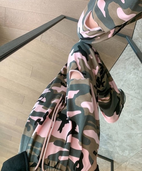 CANVAS+(キャンバスプラス)の「【CANVAS+】迷彩柄ミニ裏毛リラックスパンツ(その他パンツ・レディース・ピンク/カーキ・M)」の17枚目の写真