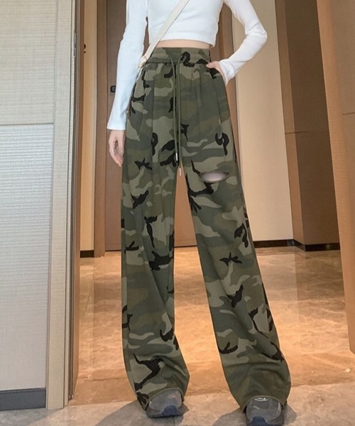 CANVAS+(キャンバスプラス)の「【CANVAS+】迷彩柄ミニ裏毛リラックスパンツ(その他パンツ・レディース・ピンク/カーキ・M)」の18枚目の写真
