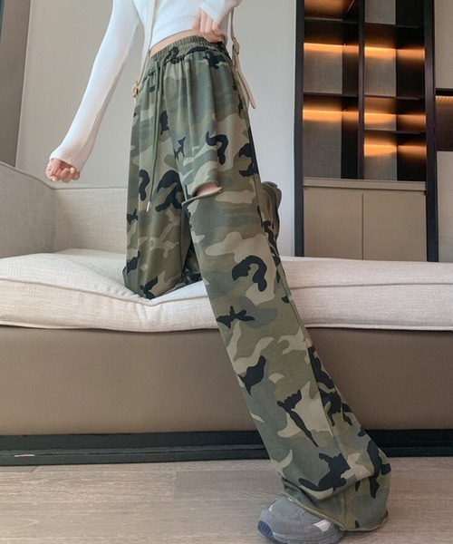 CANVAS+(キャンバスプラス)の「【CANVAS+】迷彩柄ミニ裏毛リラックスパンツ(その他パンツ・レディース・ピンク/カーキ・M)」の22枚目の写真