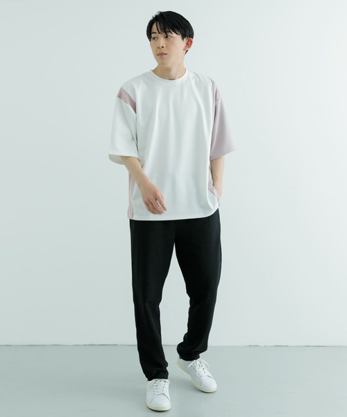 ITEMS URBANRESEARCH（アイテムズ アーバンリサーチ）の「フェイクスウェードドッキング半袖Tops（Tシャツ/カットソー・メンズ・ホワイト/ベージュ/チャコールグレー・LARGE/MEDIUM）」の8枚目の写真