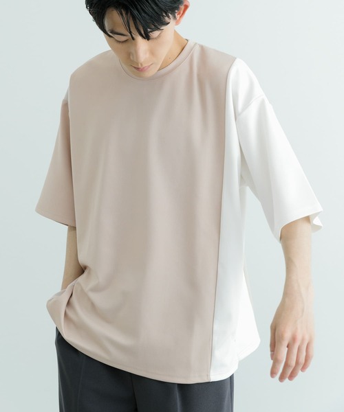 ITEMS URBANRESEARCH（アイテムズ アーバンリサーチ）の「フェイクスウェードドッキング半袖Tops（Tシャツ/カットソー・メンズ・ホワイト/ベージュ/チャコールグレー・LARGE/MEDIUM）」の13枚目の写真