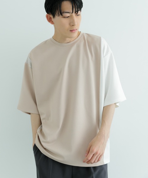 ITEMS URBANRESEARCH（アイテムズ アーバンリサーチ）の「フェイクスウェードドッキング半袖Tops（Tシャツ/カットソー・メンズ・ホワイト/ベージュ/チャコールグレー・LARGE/MEDIUM）」の15枚目の写真