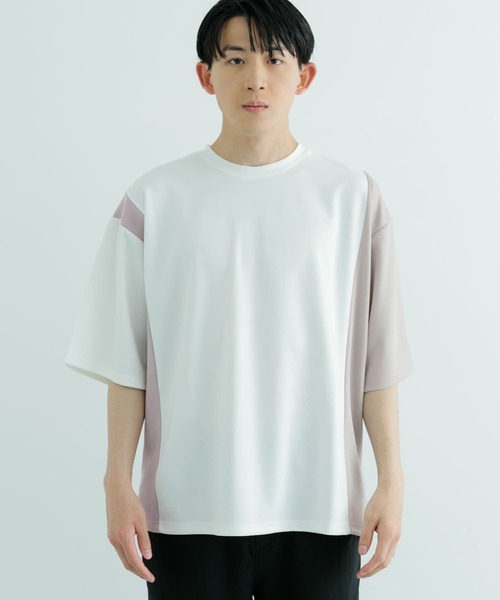 ITEMS URBANRESEARCH（アイテムズ アーバンリサーチ）の「フェイクスウェードドッキング半袖Tops（Tシャツ/カットソー・メンズ・ホワイト/ベージュ/チャコールグレー・LARGE/MEDIUM）」の17枚目の写真