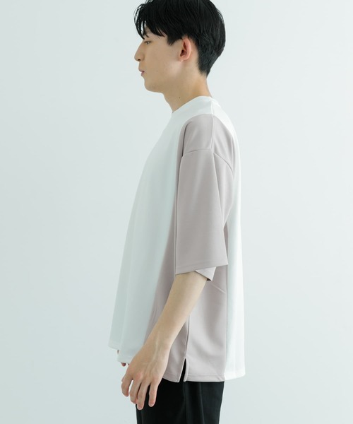 ITEMS URBANRESEARCH（アイテムズ アーバンリサーチ）の「フェイクスウェードドッキング半袖Tops（Tシャツ/カットソー・メンズ・ホワイト/ベージュ/チャコールグレー・LARGE/MEDIUM）」の18枚目の写真