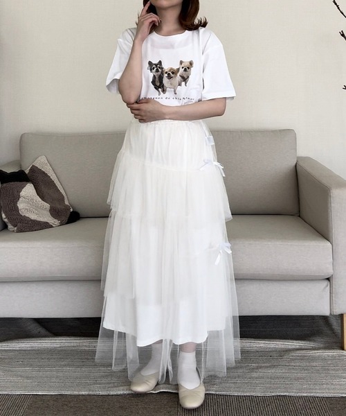 cuorequal(クオレコール)の「DOGプリント半袖Tシャツ(Tシャツ/カットソー・レディース・ホワイト・LARGE/MEDIUM)」の6枚目の写真