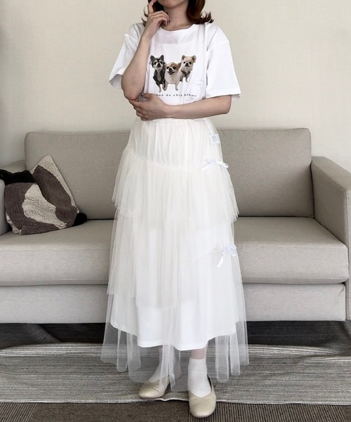 cuorequal(クオレコール)の「DOGプリント半袖Tシャツ(Tシャツ/カットソー・レディース・ホワイト・LARGE/MEDIUM)」の7枚目の写真