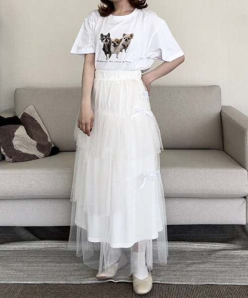 cuorequal(クオレコール)の「DOGプリント半袖Tシャツ(Tシャツ/カットソー・レディース・ホワイト・LARGE/MEDIUM)」の8枚目の写真