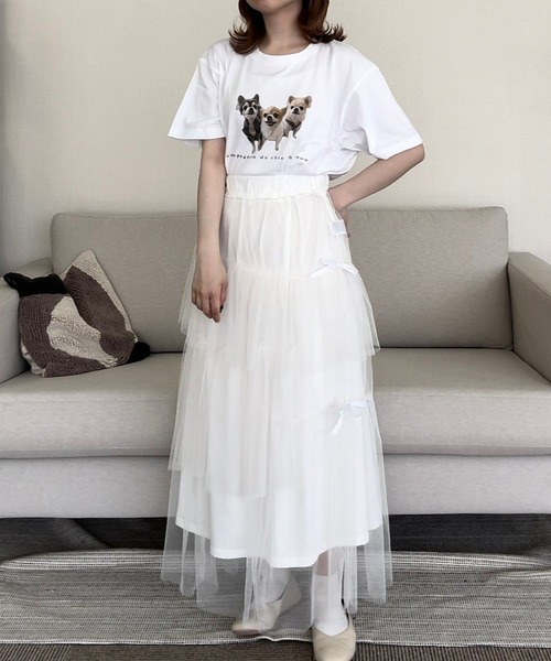 cuorequal(クオレコール)の「DOGプリント半袖Tシャツ(Tシャツ/カットソー・レディース・ホワイト・LARGE/MEDIUM)」の9枚目の写真