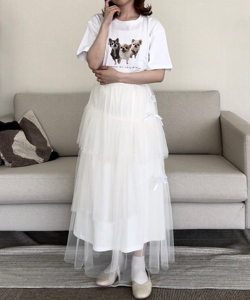 cuorequal(クオレコール)の「DOGプリント半袖Tシャツ(Tシャツ/カットソー・レディース・ホワイト・LARGE/MEDIUM)」の10枚目の写真