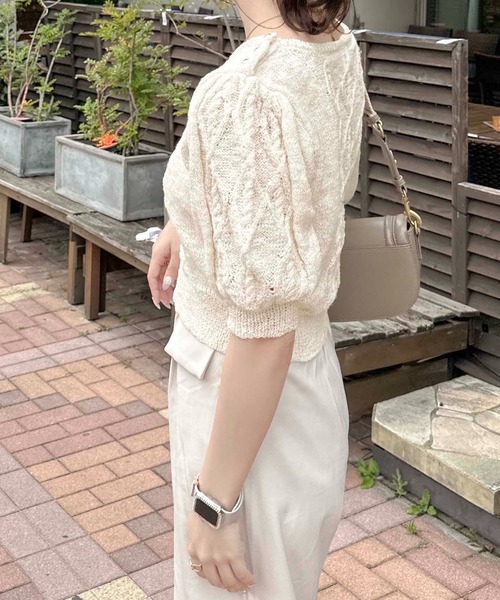 apres jour clair（アプレジュールクレア）の「【apres jour clair】ハートボタンケーブル編みトップス【ZOZOTOWN限定アイテム】（ニット/セーター・レディース・ライトグレー/ピンクベージュ/アイボリー・フリー/X-LARGE）」の13枚目の写真