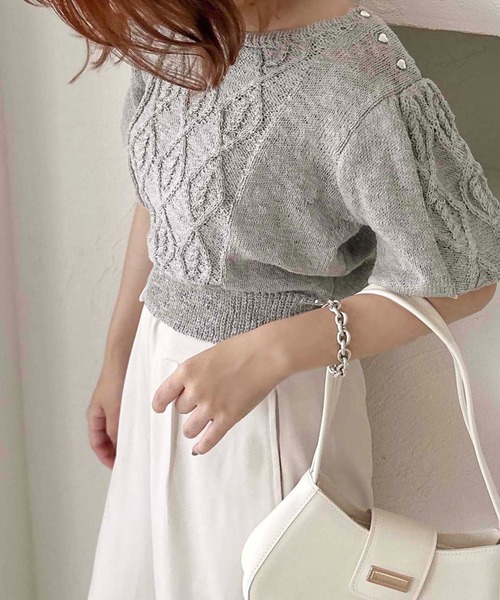 apres jour clair（アプレジュールクレア）の「【apres jour clair】ハートボタンケーブル編みトップス【ZOZOTOWN限定アイテム】（ニット/セーター・レディース・ライトグレー/ピンクベージュ/アイボリー・フリー/X-LARGE）」の21枚目の写真