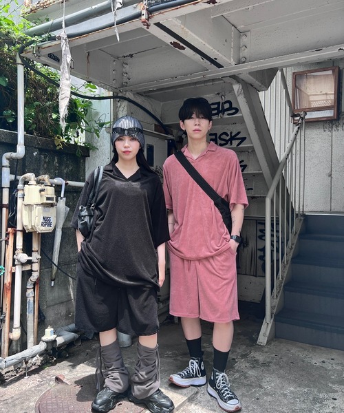 Figments（フィグメンツ）の「オーバーサイズテリートップ（ポロシャツ・レディース・ブラック/ピンク・FREE）」の12枚目の写真