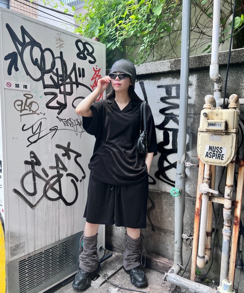 Figments（フィグメンツ）の「オーバーサイズテリートップ（ポロシャツ・レディース・ブラック/ピンク・FREE）」の8枚目の写真