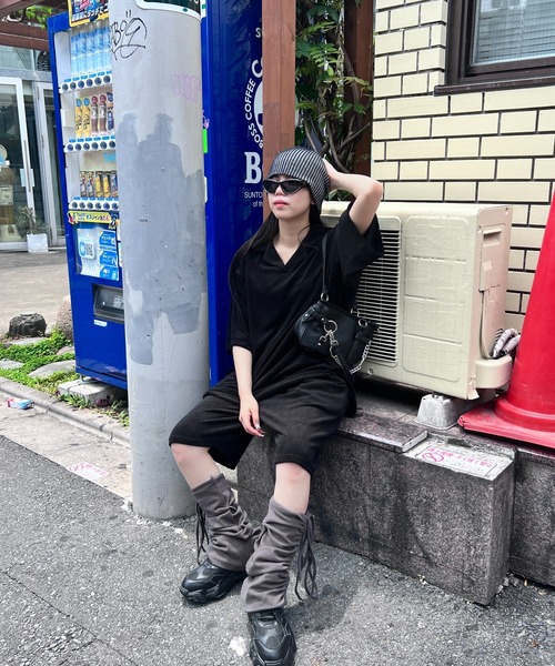 Figments（フィグメンツ）の「オーバーサイズテリートップ（ポロシャツ・レディース・ブラック/ピンク・FREE）」の7枚目の写真