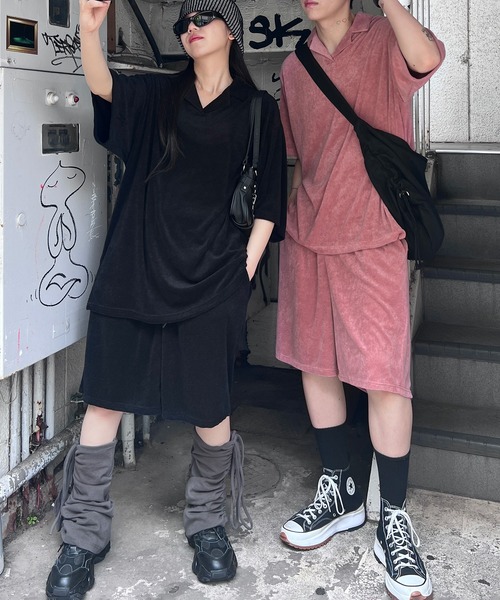 Figments（フィグメンツ）の「オーバーサイズテリートップ（ポロシャツ・レディース・ブラック/ピンク・FREE）」の15枚目の写真