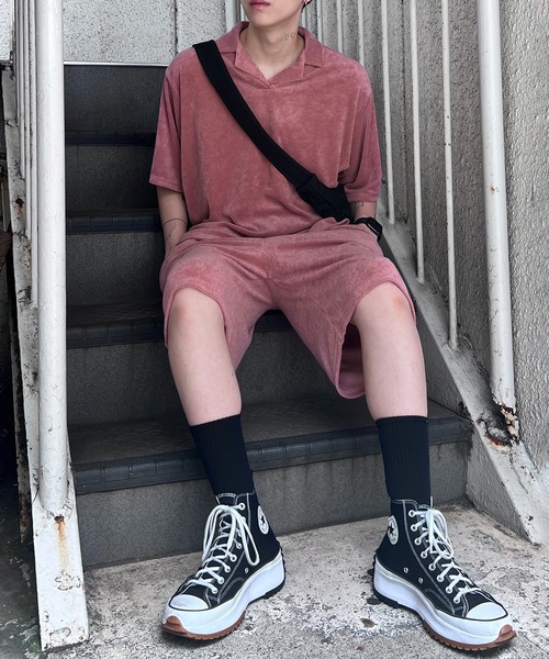 Figments（フィグメンツ）の「オーバーサイズテリートップ（ポロシャツ・レディース・ブラック/ピンク・FREE）」の18枚目の写真