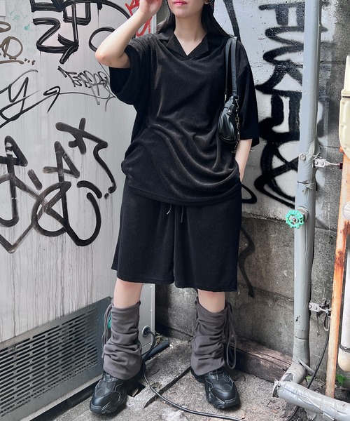 Figments（フィグメンツ）の「オーバーサイズテリートップ（ポロシャツ・レディース・ブラック/ピンク・FREE）」の19枚目の写真