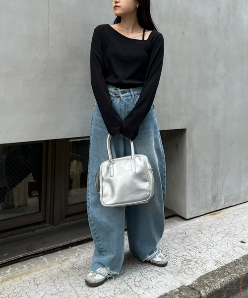 CIAOPANIC TYPY(チャオパニックティピー)の「【WEB限定】アシメネックリブロンTee(Tシャツ/カットソー・レディース・イエロー/オフホワイト/グレー/ブラック/モカ・ONE SIZE)」の14枚目の写真
