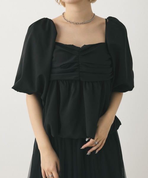 MIEL CRISHUNANT（ミエルクリシュナ）の「カップ付き3WAYパフスリーブキャミトップス（キャミソール・レディース・ブラック/アイボリー・FREE）」の16枚目の写真