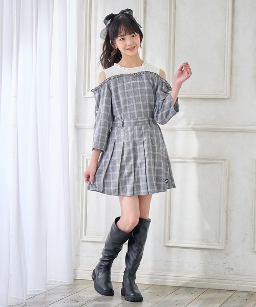カズちゃん♪フクシャピンクの上下セットアップ&クリエイトサンパソスカート セットアップ可】チェックプリーツスカパン（140㎝～160
