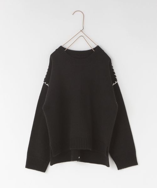 LOWRYS FARM（ローリーズファーム）の「ハイショクステッチプルオーバー　143654（ニット/セーター・キッズ・アイボリー/ブラック/チャコールグレー/オレンジ・110cm/120cm/130cm/140cm/150cm）」の13枚目の写真