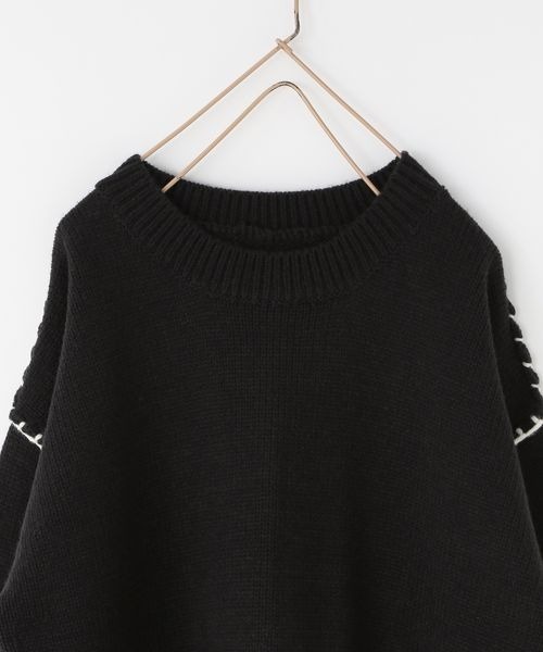 LOWRYS FARM（ローリーズファーム）の「ハイショクステッチプルオーバー　143654（ニット/セーター・キッズ・アイボリー/ブラック/チャコールグレー/オレンジ・110cm/120cm/130cm/140cm/150cm）」の14枚目の写真