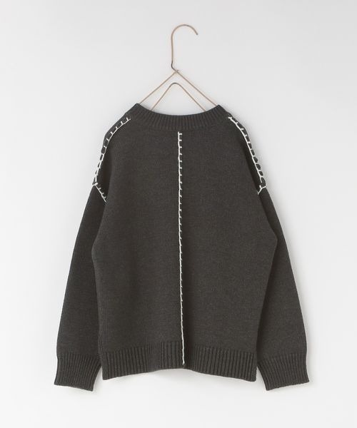 LOWRYS FARM（ローリーズファーム）の「ハイショクステッチプルオーバー　143654（ニット/セーター・キッズ・アイボリー/ブラック/チャコールグレー/オレンジ・110cm/120cm/130cm/140cm/150cm）」の22枚目の写真