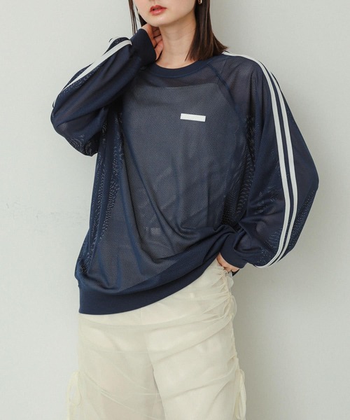 SENSE OF PLACE by URBAN RESEARCH（センスオブプレイスバイアーバンリサーチ）の「メッシュゲーミングトップ（Tシャツ/カットソー・レディース・ライトブルー/ネイビー/オフホワイト・ONE）」の3枚目の写真