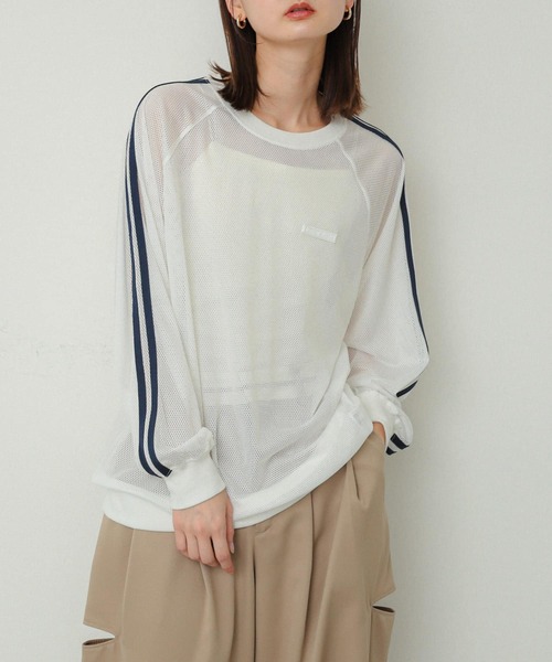 SENSE OF PLACE by URBAN RESEARCH（センスオブプレイスバイアーバンリサーチ）の「メッシュゲーミングトップ（Tシャツ/カットソー・レディース・ライトブルー/ネイビー/オフホワイト・ONE）」の13枚目の写真