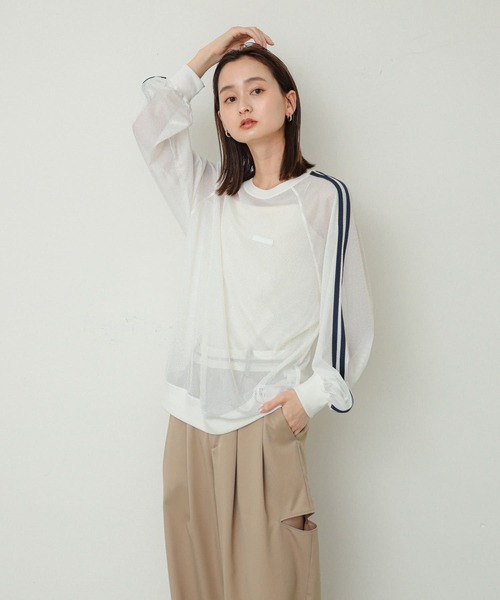 SENSE OF PLACE by URBAN RESEARCH（センスオブプレイスバイアーバンリサーチ）の「メッシュゲーミングトップ（Tシャツ/カットソー・レディース・ライトブルー/ネイビー/オフホワイト・ONE）」の15枚目の写真