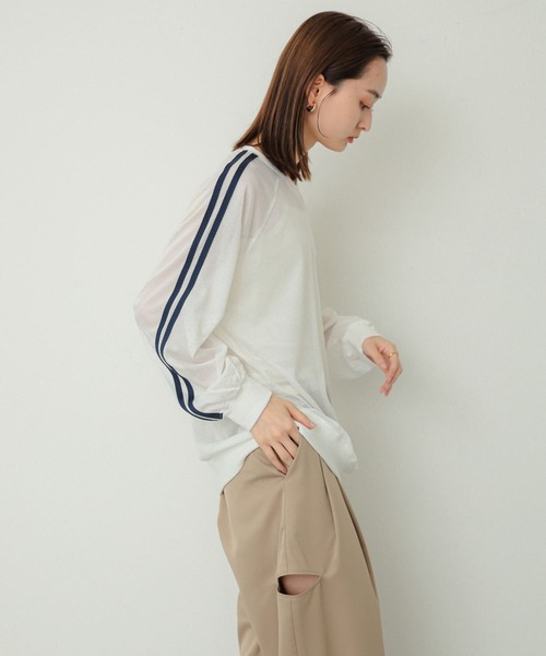 SENSE OF PLACE by URBAN RESEARCH（センスオブプレイスバイアーバンリサーチ）の「メッシュゲーミングトップ（Tシャツ/カットソー・レディース・ライトブルー/ネイビー/オフホワイト・ONE）」の16枚目の写真