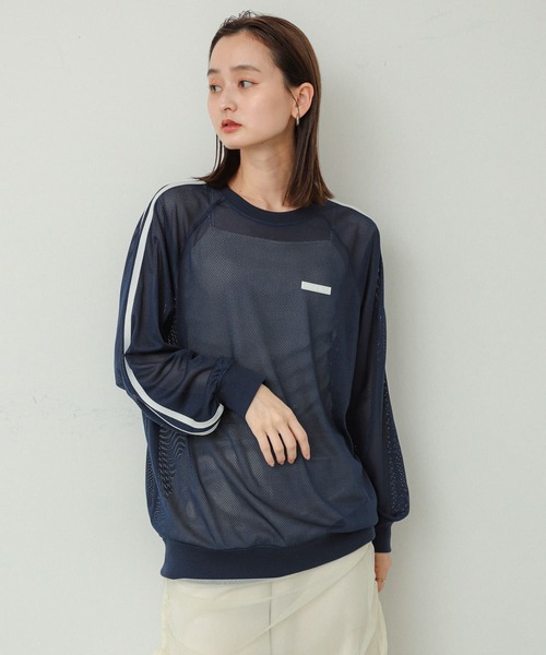 SENSE OF PLACE by URBAN RESEARCH（センスオブプレイスバイアーバンリサーチ）の「メッシュゲーミングトップ（Tシャツ/カットソー・レディース・ライトブルー/ネイビー/オフホワイト・ONE）」の20枚目の写真