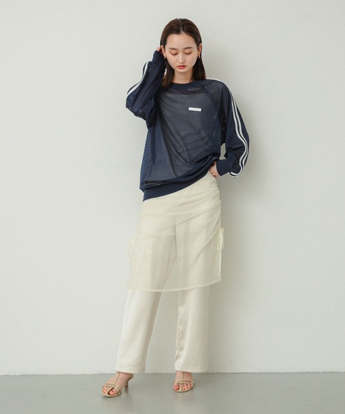 SENSE OF PLACE by URBAN RESEARCH（センスオブプレイスバイアーバンリサーチ）の「メッシュゲーミングトップ（Tシャツ/カットソー・レディース・ライトブルー/ネイビー/オフホワイト・ONE）」の7枚目の写真