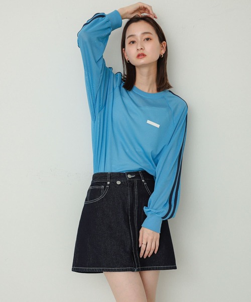 SENSE OF PLACE by URBAN RESEARCH（センスオブプレイスバイアーバンリサーチ）の「メッシュゲーミングトップ（Tシャツ/カットソー・レディース・ライトブルー/ネイビー/オフホワイト・ONE）」の12枚目の写真