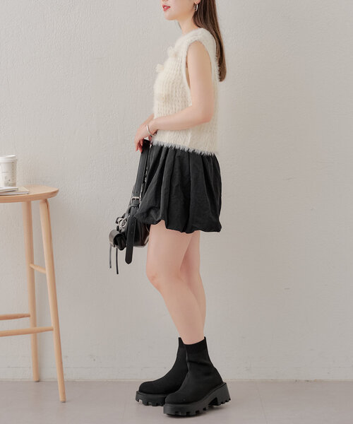 Chico(チコ)の「ローズメッシュタンク(ニット/セーター・レディース・ピンク/ブラック/アイボリー・FREE)」の9枚目の写真