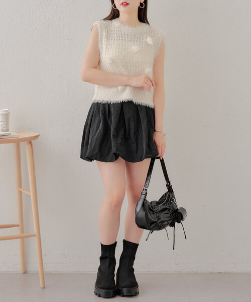 Chico(チコ)の「ローズメッシュタンク(ニット/セーター・レディース・ピンク/ブラック/アイボリー・FREE)」の10枚目の写真