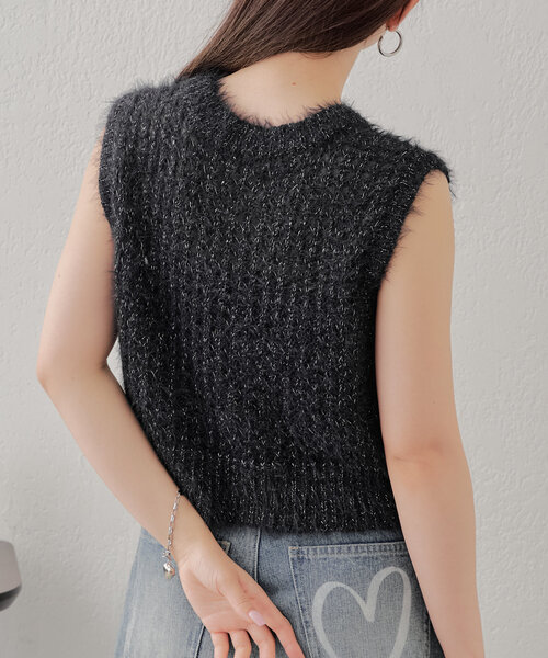 Chico(チコ)の「ローズメッシュタンク(ニット/セーター・レディース・ピンク/ブラック/アイボリー・FREE)」の14枚目の写真