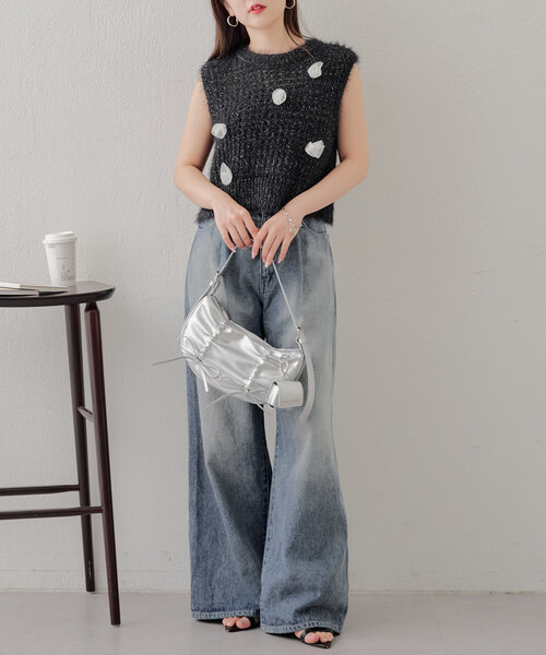 Chico(チコ)の「ローズメッシュタンク(ニット/セーター・レディース・ピンク/ブラック/アイボリー・FREE)」の16枚目の写真