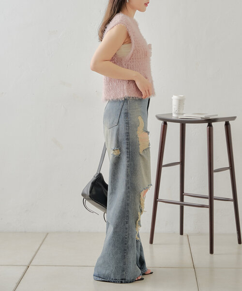 Chico(チコ)の「ローズメッシュタンク(ニット/セーター・レディース・ピンク/ブラック/アイボリー・FREE)」の20枚目の写真