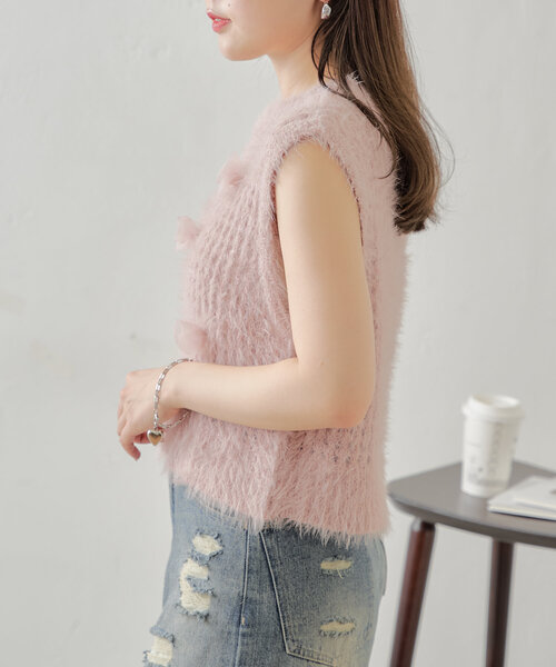 Chico(チコ)の「ローズメッシュタンク(ニット/セーター・レディース・ピンク/ブラック/アイボリー・FREE)」の22枚目の写真