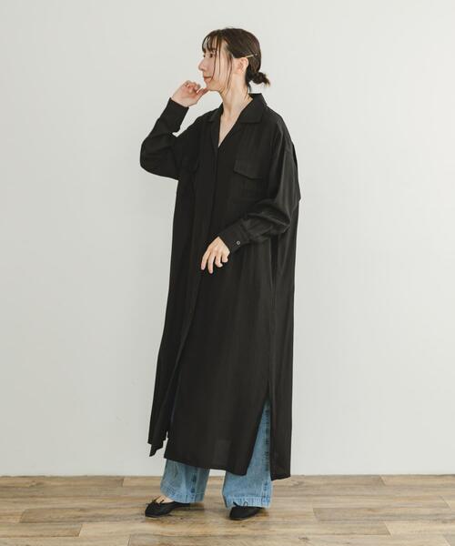 ITEMS URBANRESEARCH（アイテムズ アーバンリサーチ）の「カイキンシャツワンピース（ワンピース・レディース・ブラウン/ブラック/カーキ・FREE）」の2枚目の写真